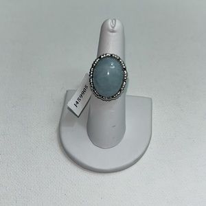 NWT Sterling Silver Genuine Aquamarine Gemstone Designer Ring Modern Bohemian